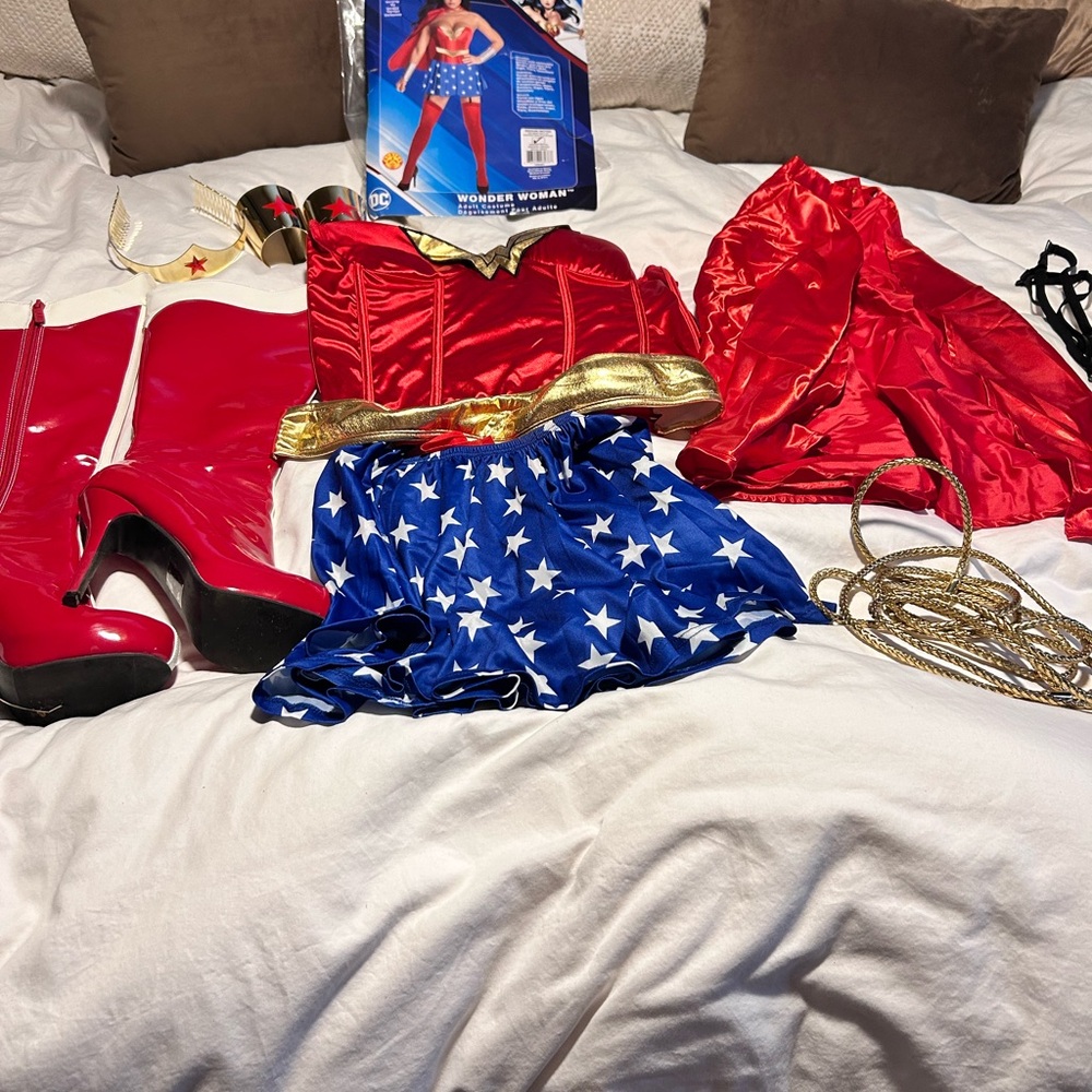Wonder Woman Adult Costume Set - Red, Blue, Gold